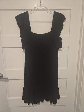 Band of Gypsies Black Ruffle Mini Dress Boho Witchy Ethereal